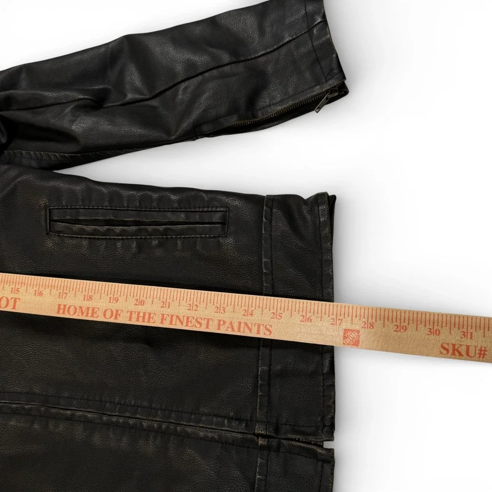 Aeropostale Faux Vegan Leather Jacket Sherpa Collar Brown Mens Small Bomber‎